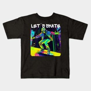 Lets Skate - Cool skater on the street - Graffiti Style 4 Kids T-Shirt